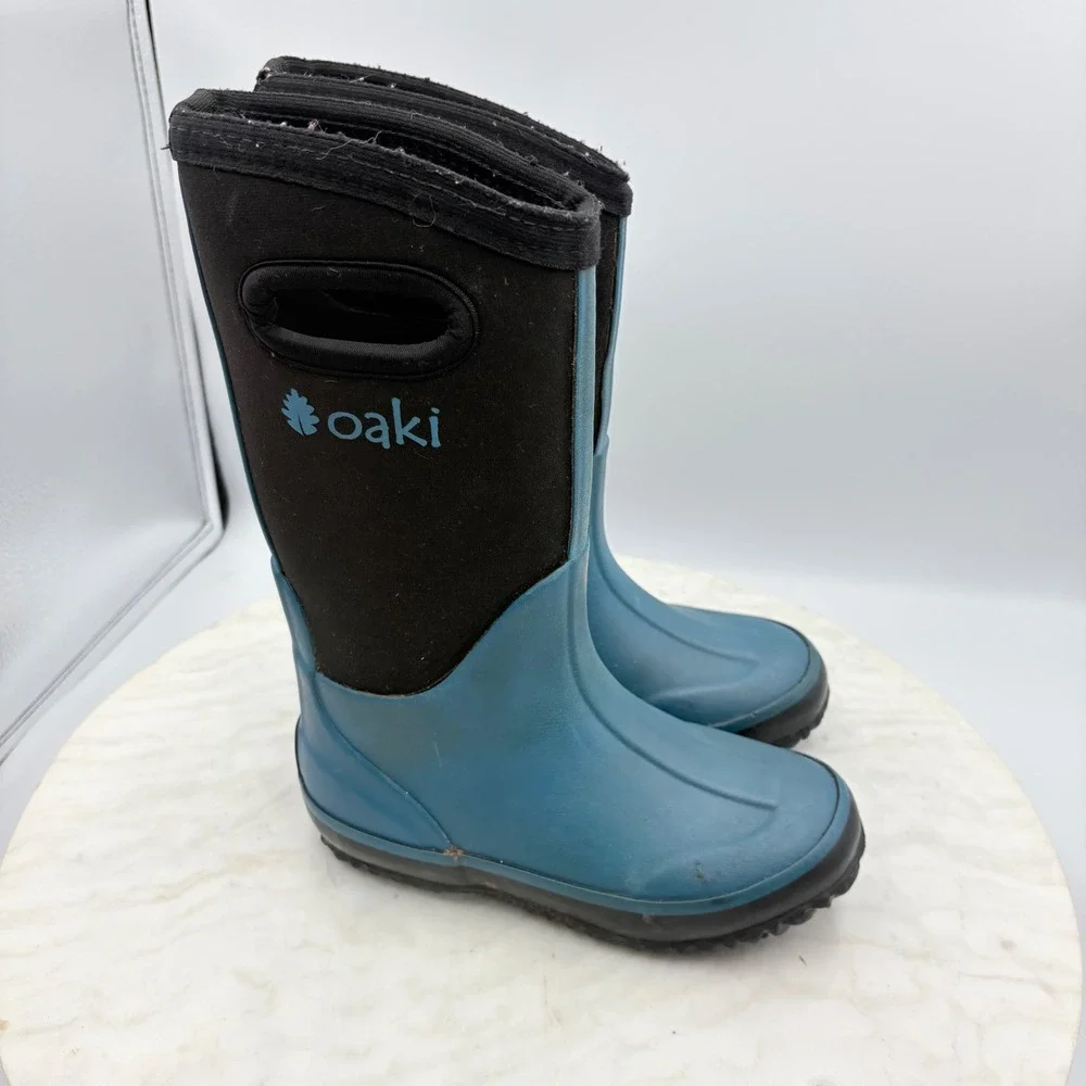 Oaki Rain Muck Boots Kids 11 Blue Neoprene Waterproof Pull On Chore Gorpcore